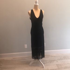 #Fringe bottom  black dress shape fitting #party dress